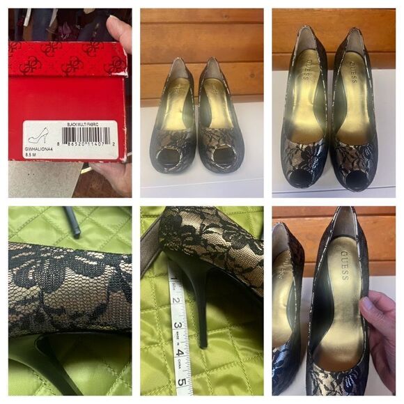 Guess * Fabric Lace * peek a toe * Heels * Sz 8.5 NIB - Picture 5 of 12